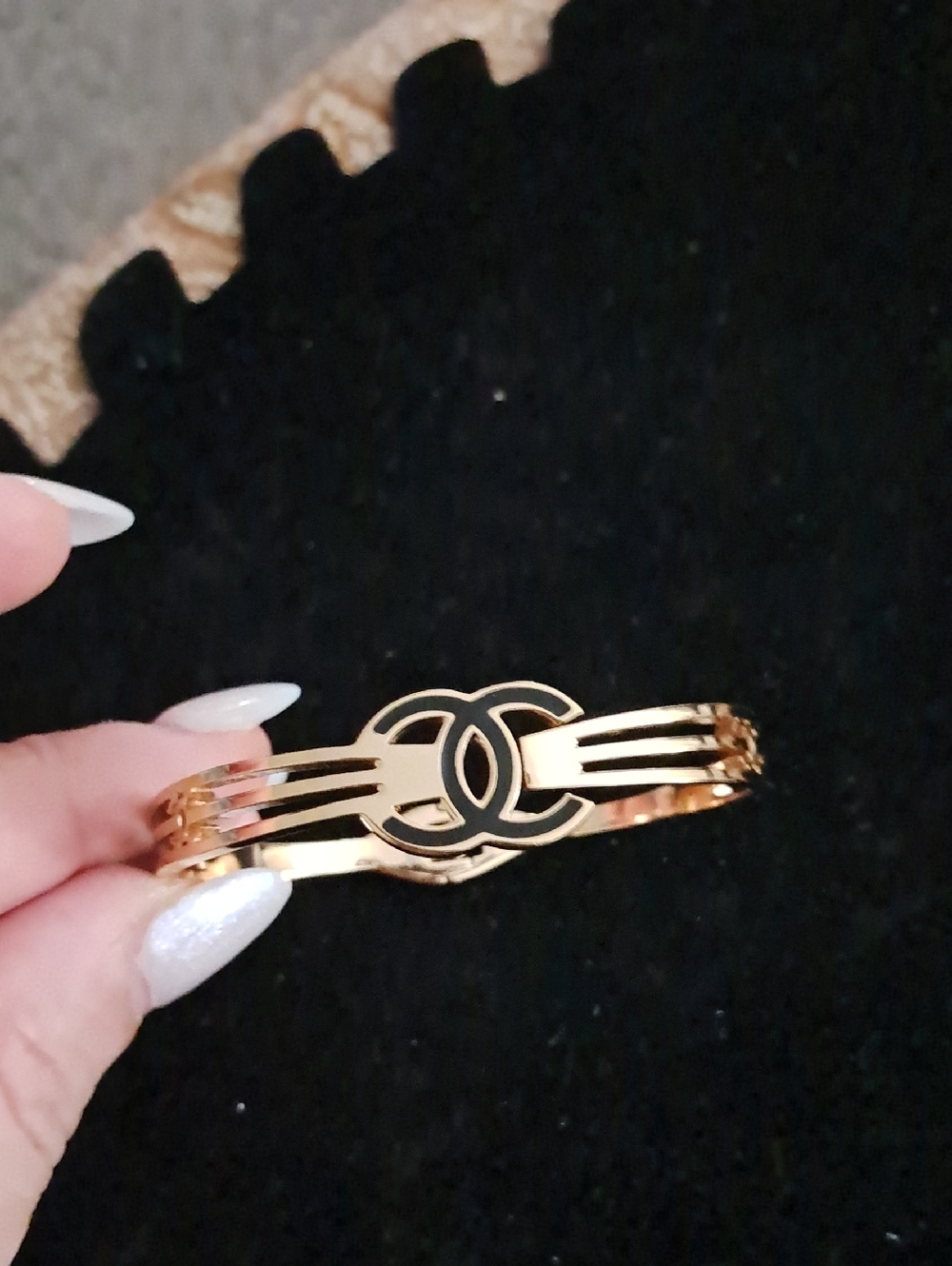 Gold Triple-Band CC Logo Bracelet